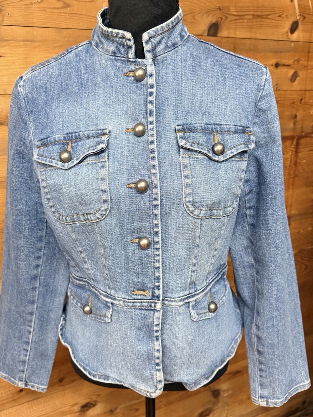 Talbots Women's Denim Military Style Jacket Size 8
